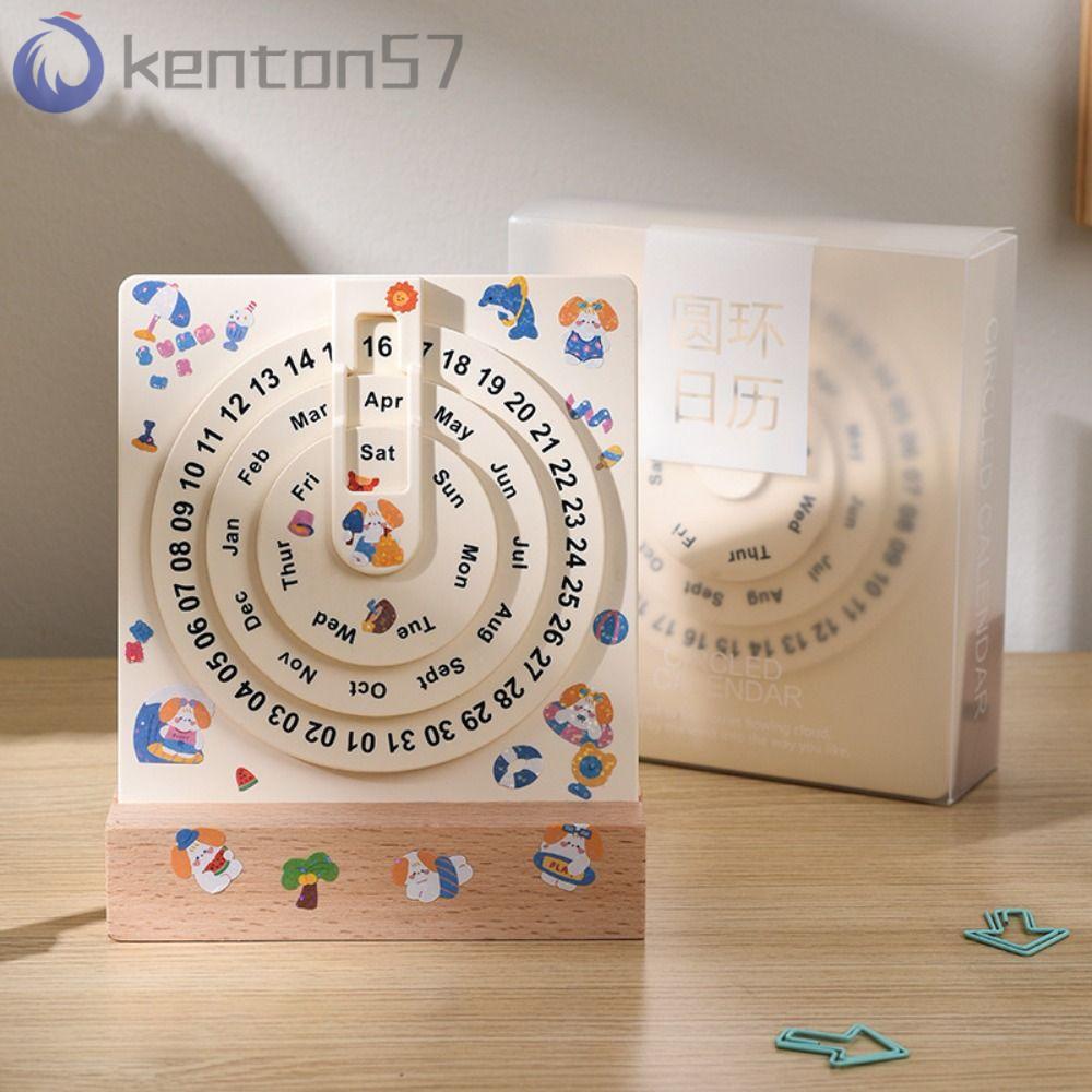 KENTON Wooden Wheeling Calendar, Miniature Art Ornament Desktop