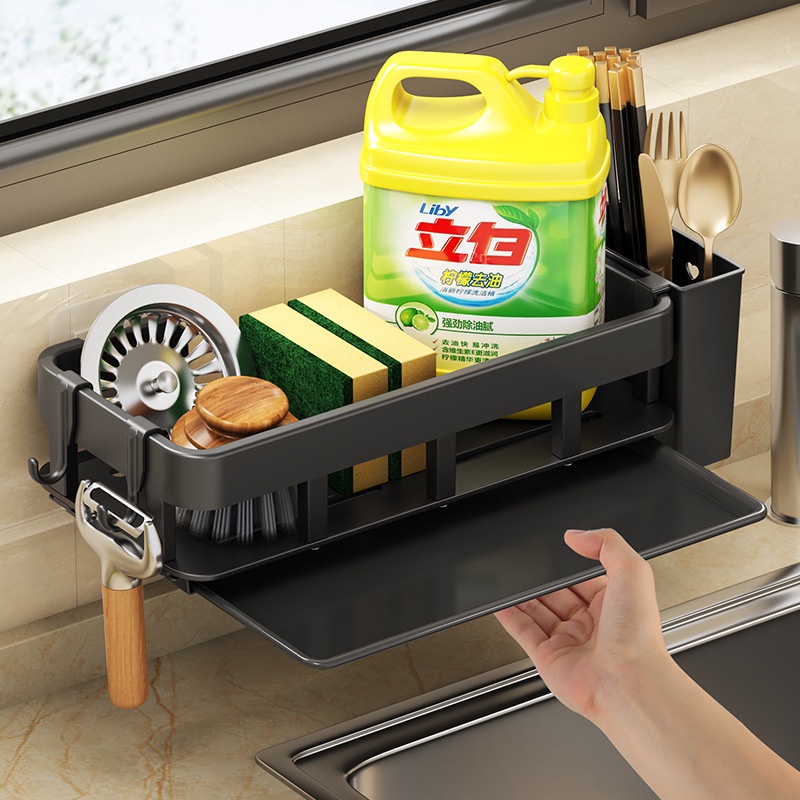 Kitchen Organizer Shelf Nodrill Wall Mount Corner Shelf Sink Storage