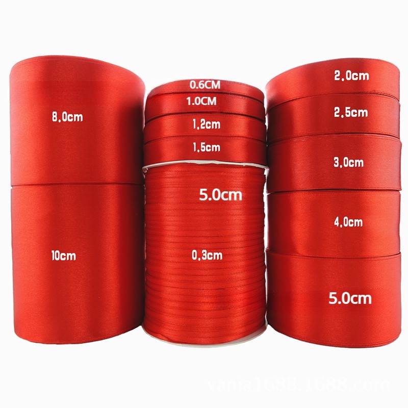 75MM 100MM 25 yards multi-size red ribbon, single and double sided