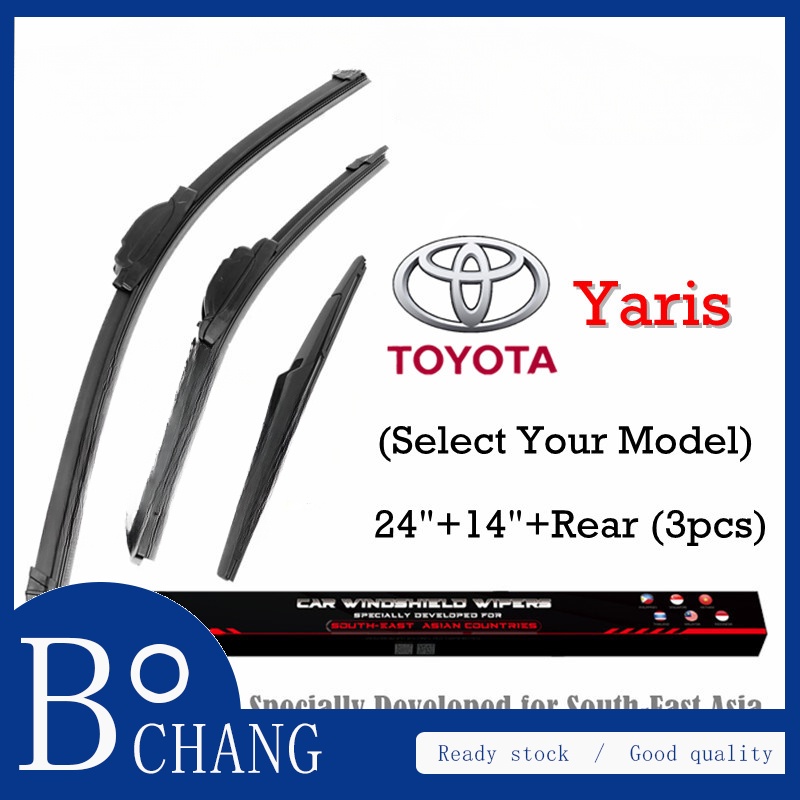 Bochang (Front+Rear 3pcs) Toyota Yaris Wiper Blade Set for (Select Your