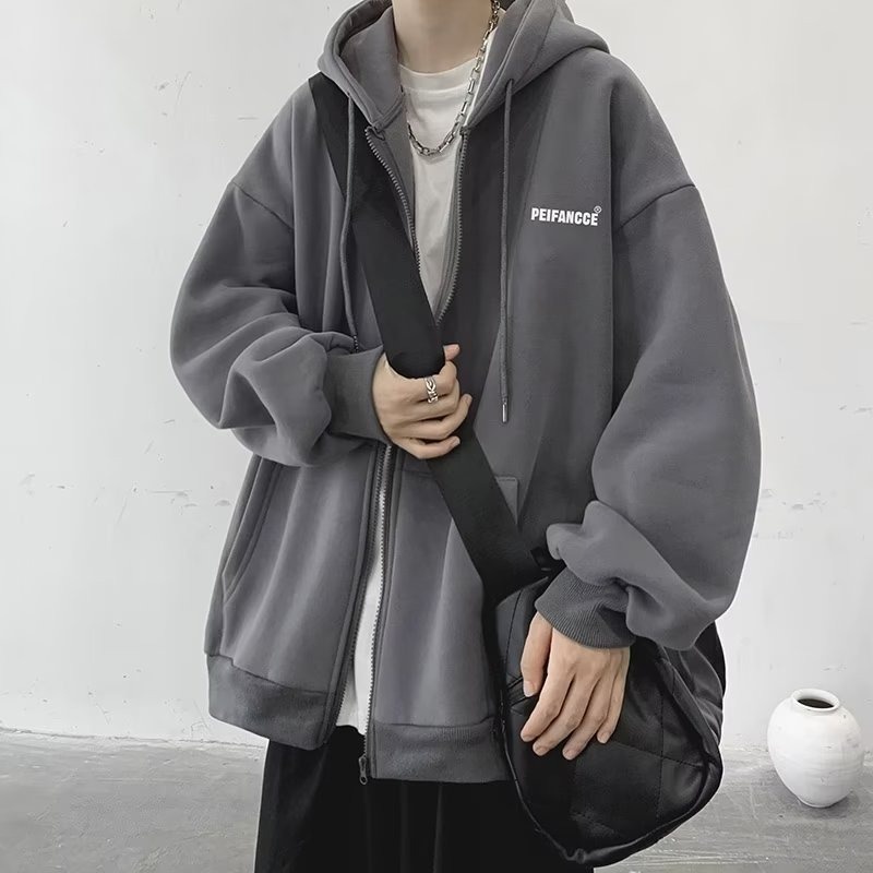 High quality M 5XL Unisex Men s Long Sleeved Zipper Jacket baju oversize lelaki kain tebal Fashion Cartoon printing Casual Velvet Oversize Cotton Jacket Hoodie Shopee Malaysia