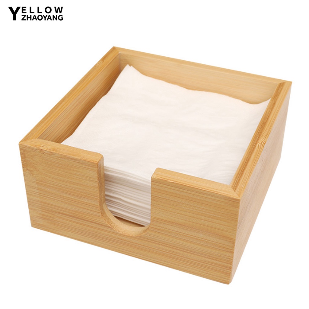 YEH-Bamboo Countertop Tissue Holder Rustic Heavy Duty Wood Square ...