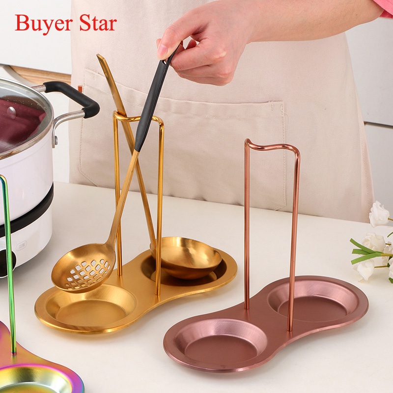 Stainless Steel Spoon Rack Golden Tableware Holder Hot Pot Spoon ...