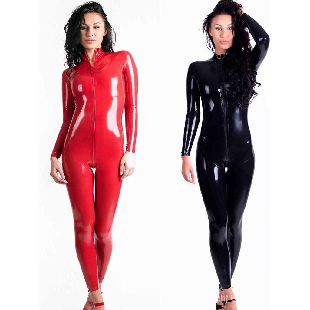 Womens Sexy Latex Catsuit Shiny Patent Leather Bodysuit Jumpsuit Party Wet Look Clubwear Skinny 8434