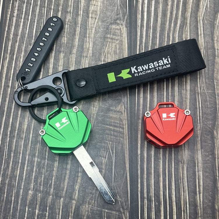 Black Racing Team Keychain Key Fob For Kawasaki Motorcycles – Fabric Loop