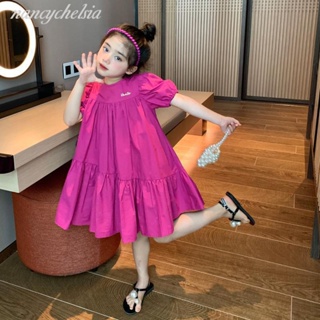 n New Girls Clothes Student Short Sleeve Long Dress Cute Summer Korean  Style Little Girl Cotton Dress