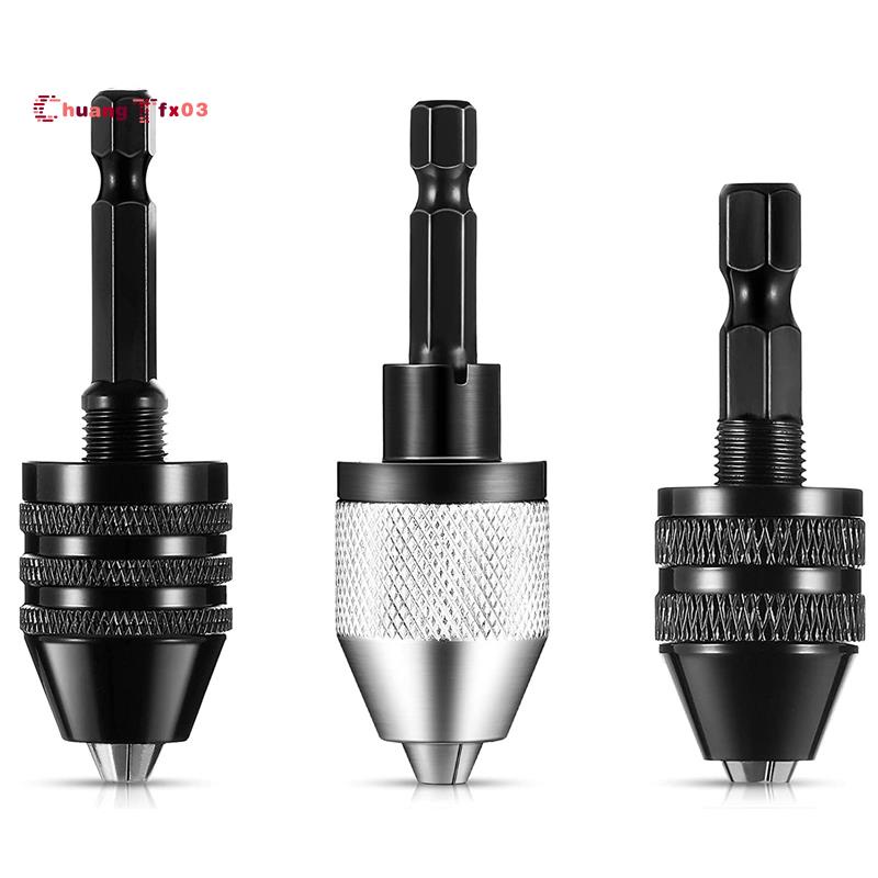 3 Pcs Keyless Drill Chuck 1/4 Inch Hex Shank Keyless Drill Chuck