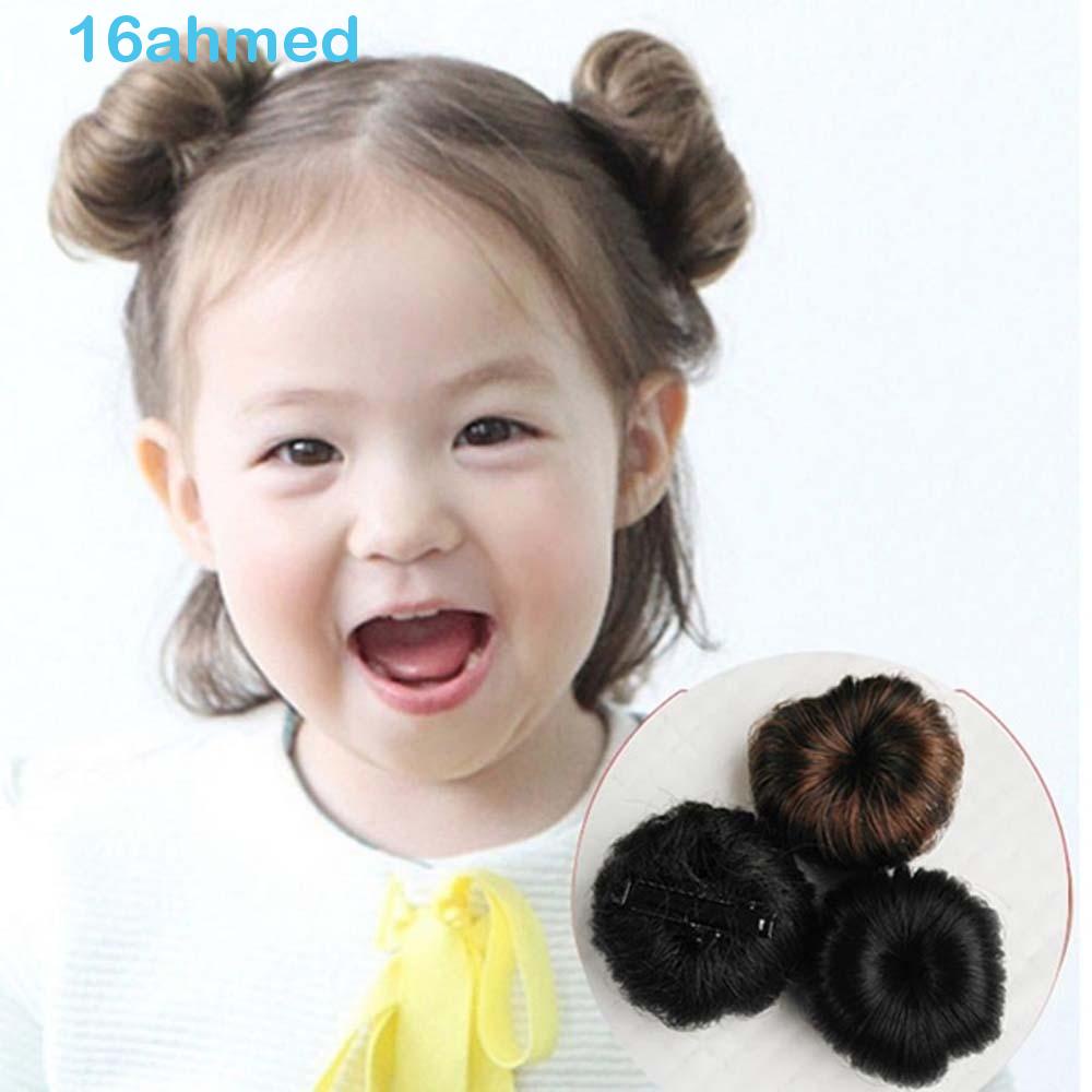 AHMED Kids Hair Bun Curly Synthetic Hair With Clip Ball Head Hairpin ...