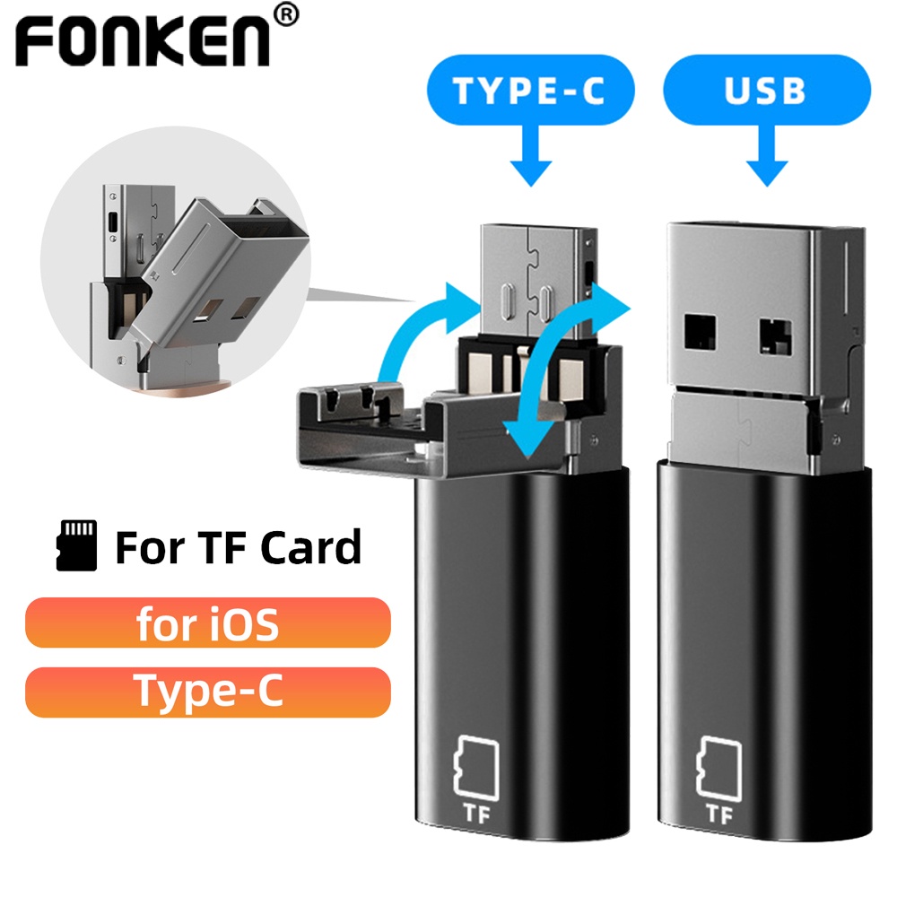 Fonken 2 in 1 TF Card Reader USB 2.0 Micro SD Card Reader Type C Light ...