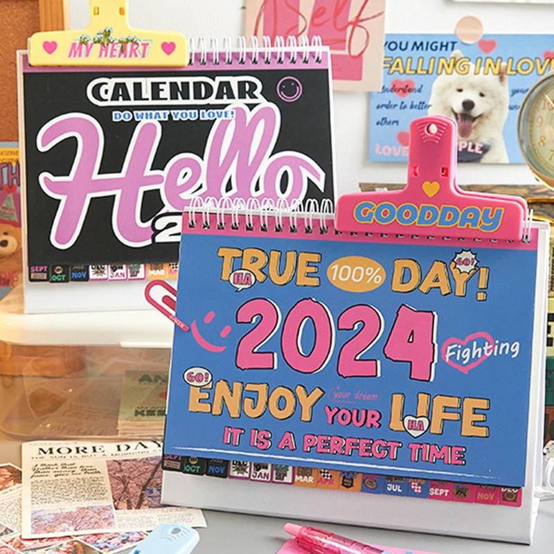 2024 full year calendar small desk calendar standing calendar desk