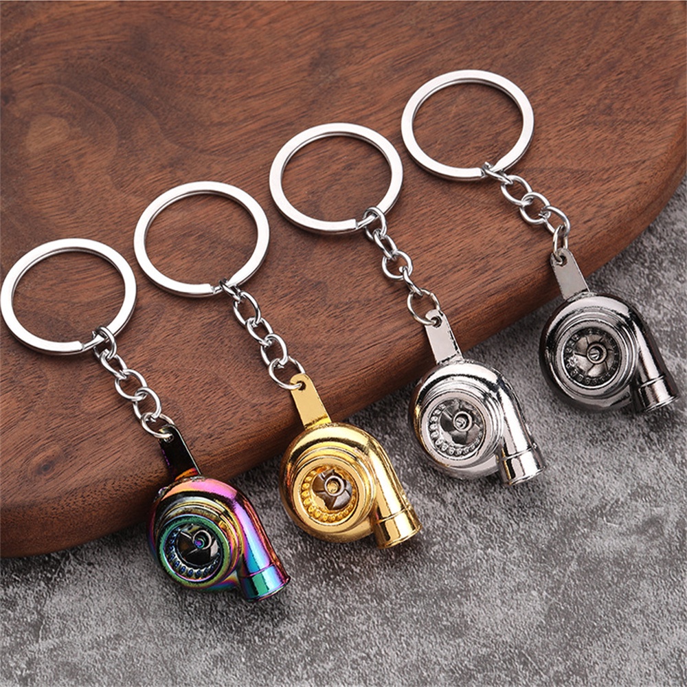 Mini Car Turbocharger Keychain Real Whistle Sound Turbo Keyring Metal