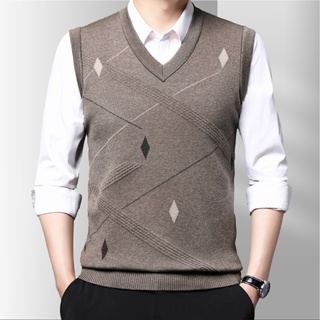 Mens Knitted Sweater vest V-Neck Sleeveless Pullover Winter Casual Sweaters  New