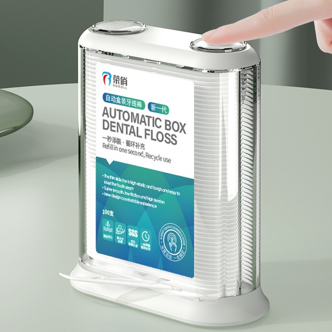 Automatic Dental Floss Box+100 Pieces Dental Floss Set Press Automatic ...