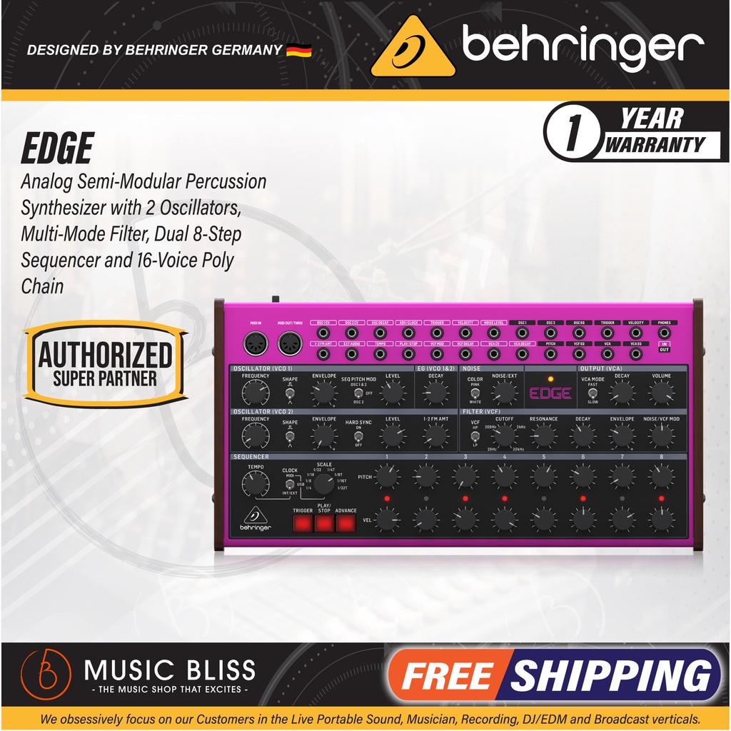 Behringer EDGE Analog SemiModular Percussion Synthesizer Shopee Malaysia