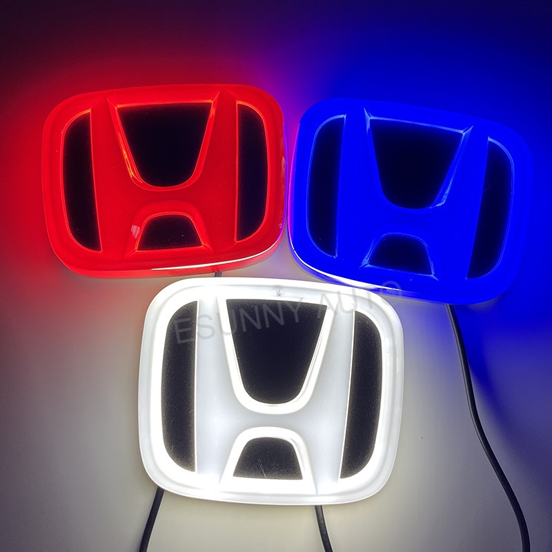 4D Car LED Emblem Logo Badge Compatible with Honda Fits Front or