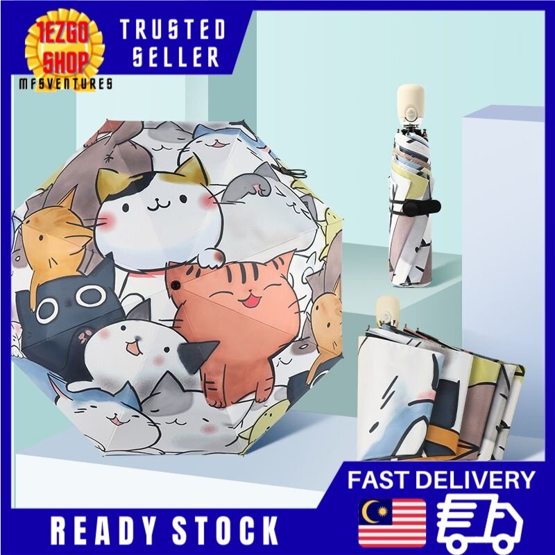 Japanese Umbrella Automatic Cute Cat Cartoon Printing UV Fashion ...