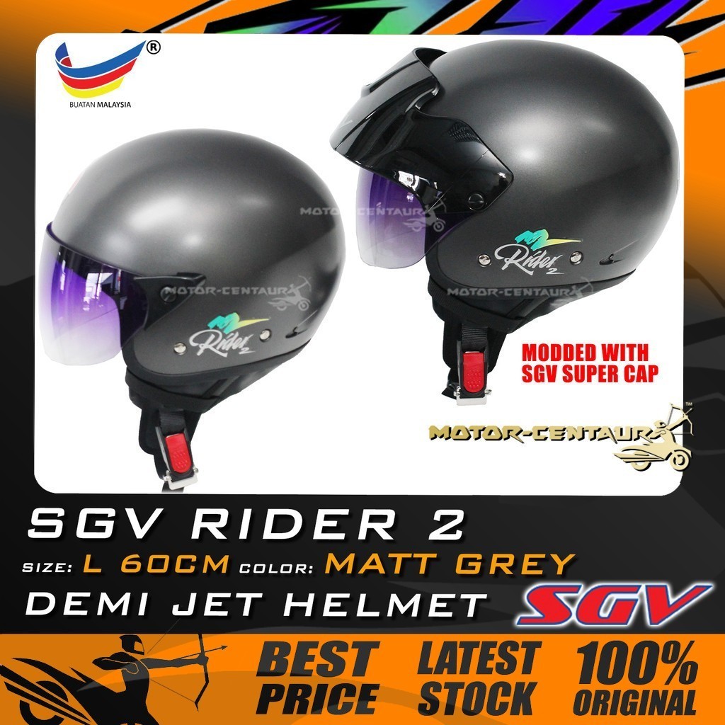 TOPI KELEDAR SGV HELMET RIDER 2 II MATT/MATTE GREY SIZE: L 60CM SIRIM ...