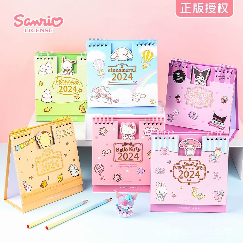 Genuine Sanrio 2024 Desk Calendar Vertical Weekly Planner Kuromi