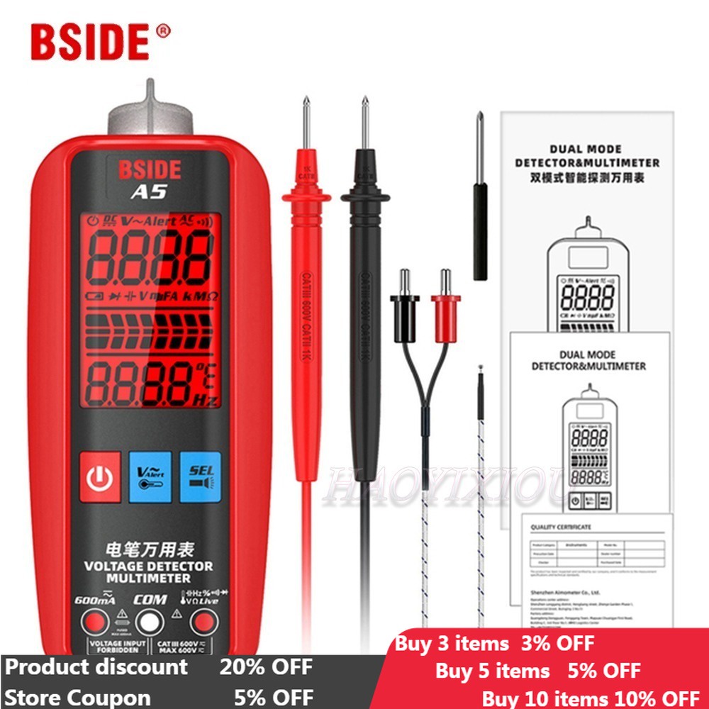Digital Smart Multimeter BSIDE A5 Profesional AC DC Current Tester VFC