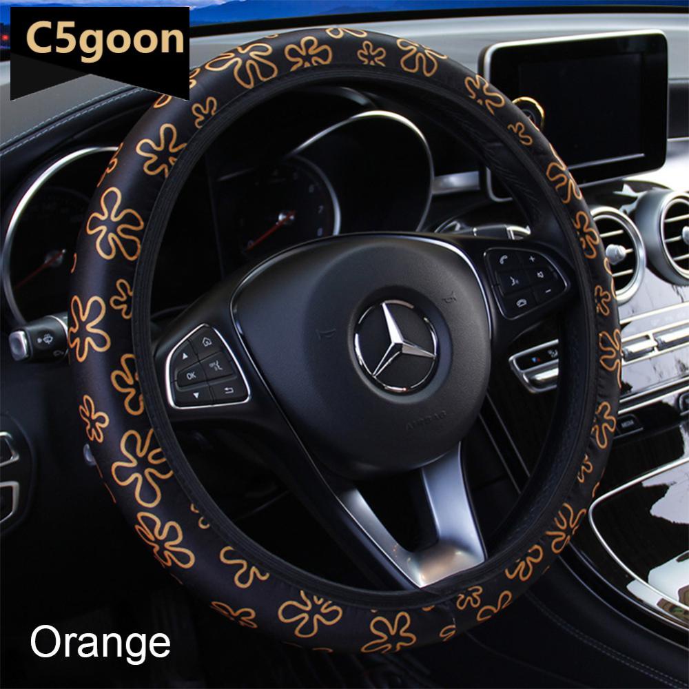 C5GOON 3738cm Steering Wheel Cover Flowers Print Car Steering Wheel