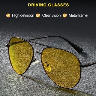 1 Pilot Polarized Sunglasses Fashion Yellow Lens Night Driving Glasses Men  Women 