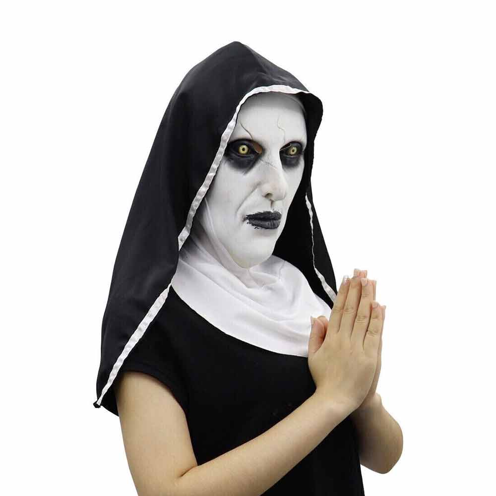 The Horror Scary Nun Latex Mask w/Headscarf Valak Cosplay for Halloween