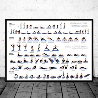 Ashtanga Primary Series Yoga and Pilates Workout Chart Poster Canvas Prints  Yoga Gym Room Wall Art Decor Girls Fitness Painting