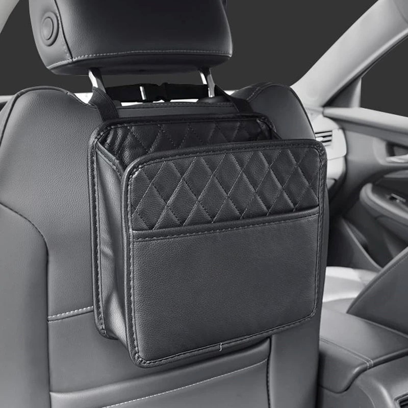 Leather Car Seat Back Storage Organizer Multi Pocket Storage Bag Seat Hanging Bag Car Purse 