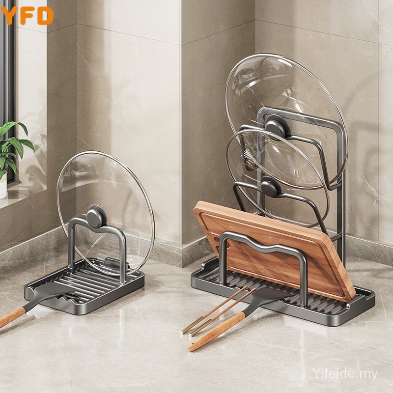 Yfd Gray Pot Lid Rack Countertop Rack Household Spatula Rack Holder ...