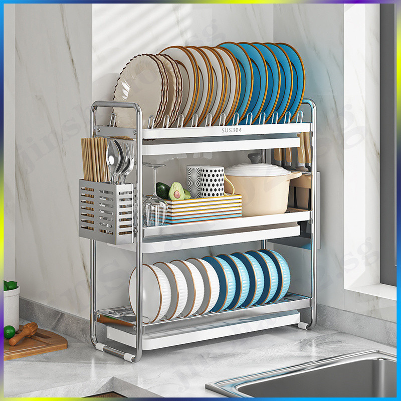 304 stainless steel countertop narrow draining rack small put dishes ...
