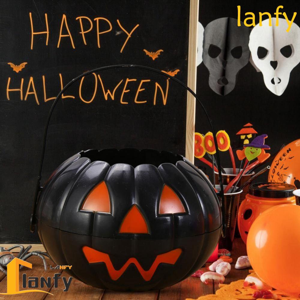 LANFY Halloween Candy Buckets, Mini Pumpkin Bucket With Handle Mini