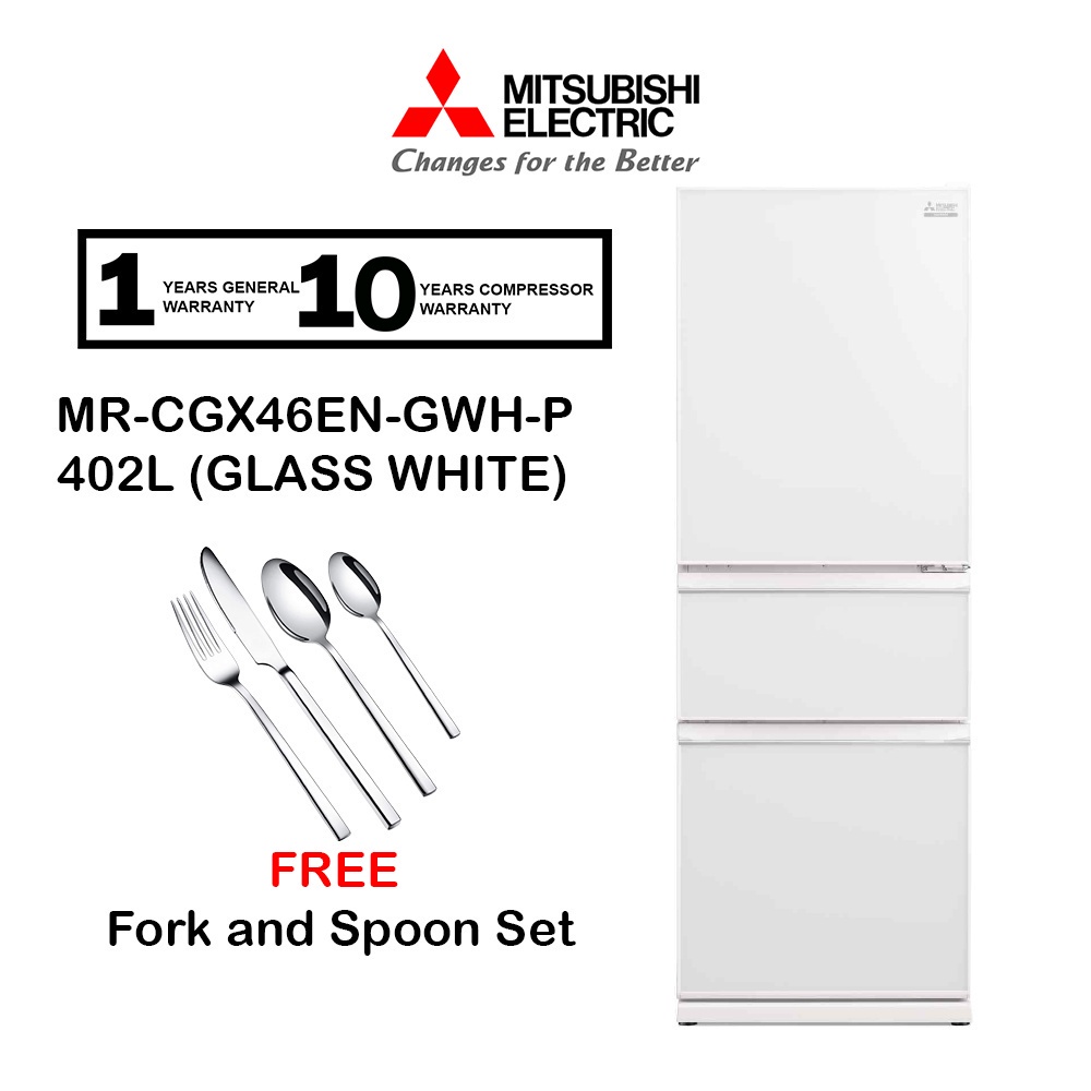 LIMITED OFFER! MITSUBISHI 402L 3Door Glass door & Ice maker MRCGX46EN