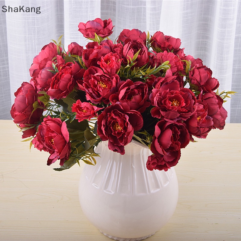 SKMY 8 Heads Silk Artificial Peonies flowers for Wedding Marriage DIY