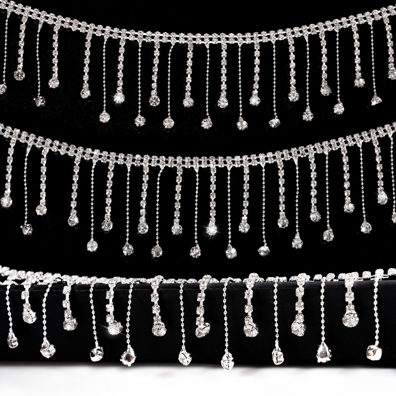 QIAO Rhinestone Tassel Style Chain Pin Bead Wedding Dress Shoe Hat ...