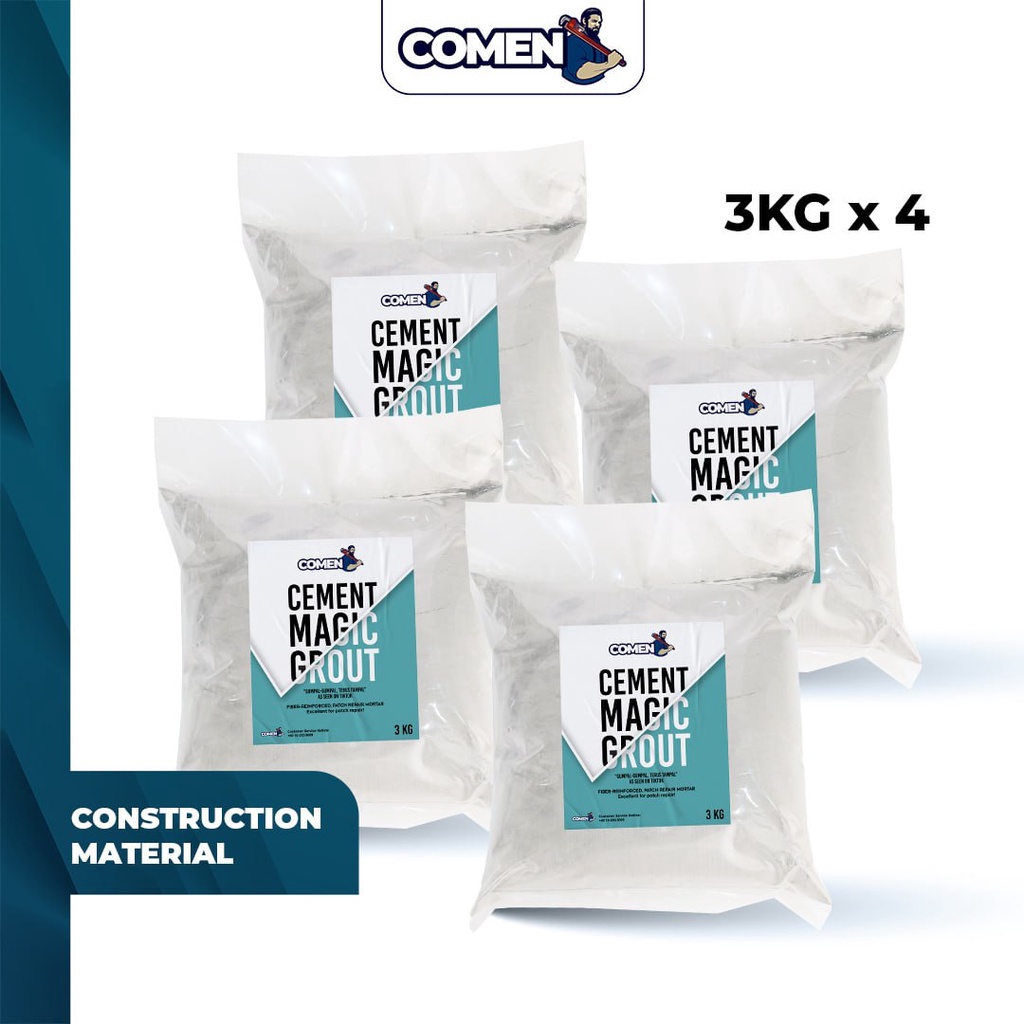 COMEN Cement Magic Grout 3KG (4 Bag) Ready Mix Fiber Concrete Cement ...