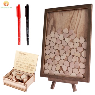 Wedding Guest Book Wooden Guest Sign In Book With Hearts Shape Wooden Chips  Storage Box Pens Wood Frame Drop Box Guestbooks Creative Wedding  Decorations For Reception Festival Creative Wedding Guest Book Wedding