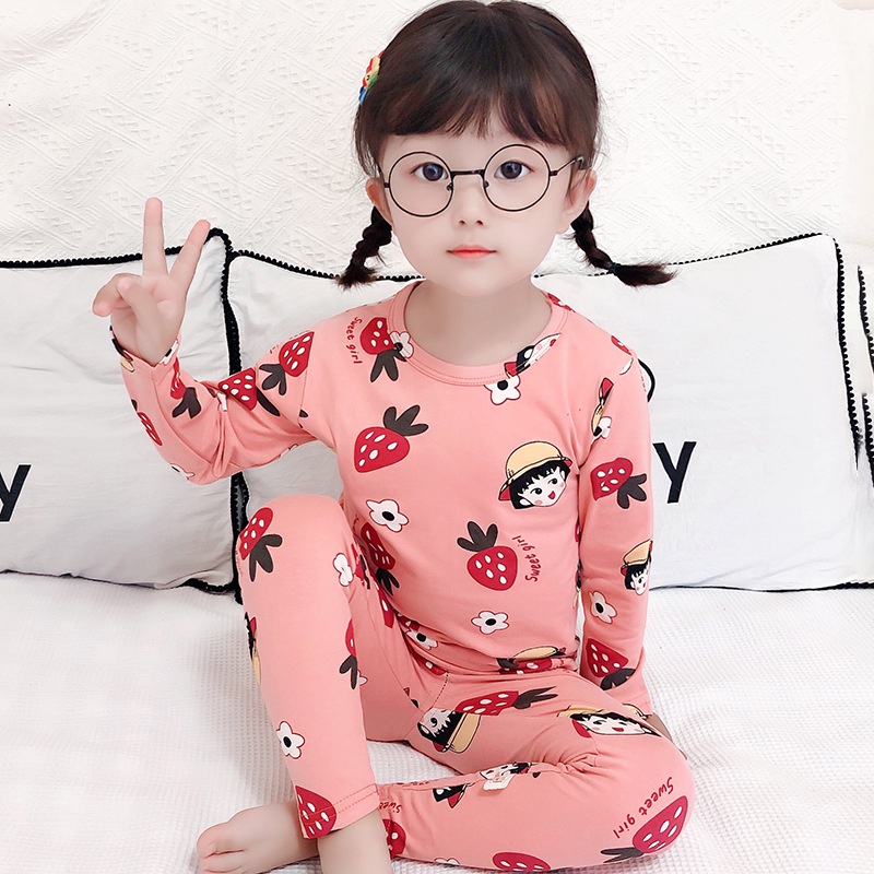 [ML] 90-140cm Girls' Pajamas Autumn Winter Underwear Set Children's ...