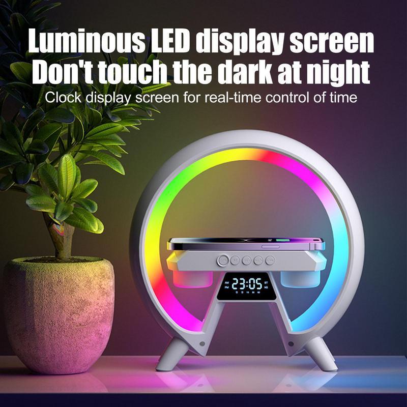 RGB Sound Clock 15W Wireless Charger Stand Pad Bluetooth Speaker TF RGB ...