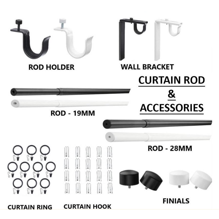 Ikea Racka Hugad Heavy Duty Adjustable Rod Besi Langsir Boleh Laras Curtain Rod Curtain Rail