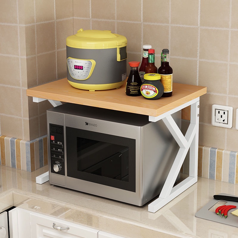 Single/Double Layer Oven Rack K Leg Wooden Microwave Shelf Kitchen ...