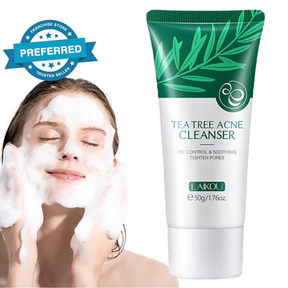 【Ready Stock】Tea Tree Facial Cleanser Facial Cleanser Acne 50g Gently