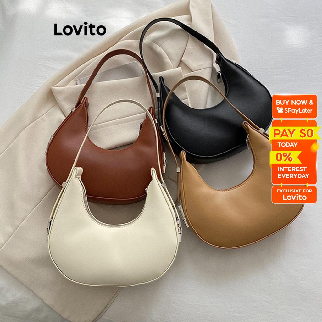 Lovito Casual Plain Metal Zipper Small Shoulder Bag for Women L57AD108 ...