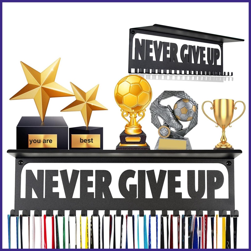 Wall Mounted Trophy Display Hanger Wall Mounted Rack with Metal Hooks ...