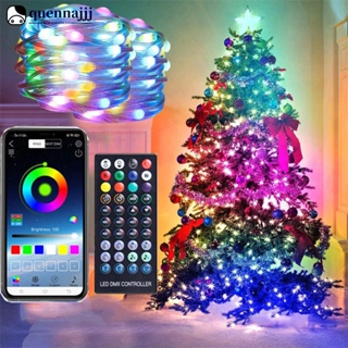 LED Christmas tree with string lights and star, 1.5 m, indoor, remote  control, timer, RGB