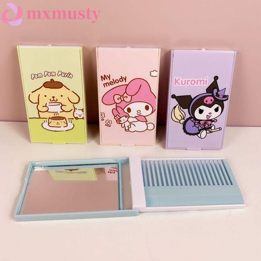 MXMUSTY Cartoon Comb Mirror Set, Mini Cute Makeup Mirror with Comb