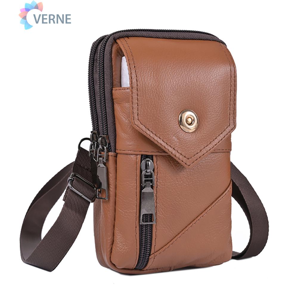 [verne.my] Men Leather Waist Bag Shoulder Crossbody Retro Mobile Phone 