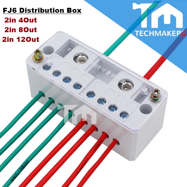 2-in 4/8/12 Out Terminal Box Distribution Box Junction Box Terminal Block 220V FJ6 Electrical Box DIY Switch Box