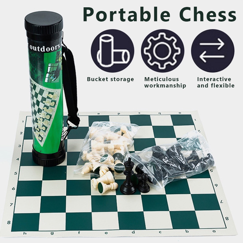 【ship in 24H】International Chess Set for Tournaments Roll Up Chess Mat ...