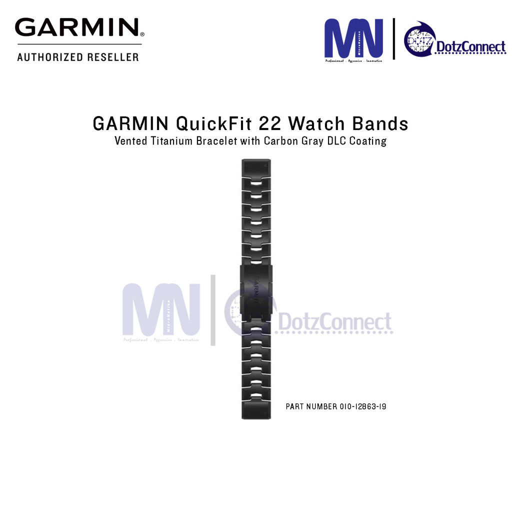 Garmin QuickFit 22 Vented Titanium Bracelet with Carbon Gray DLC