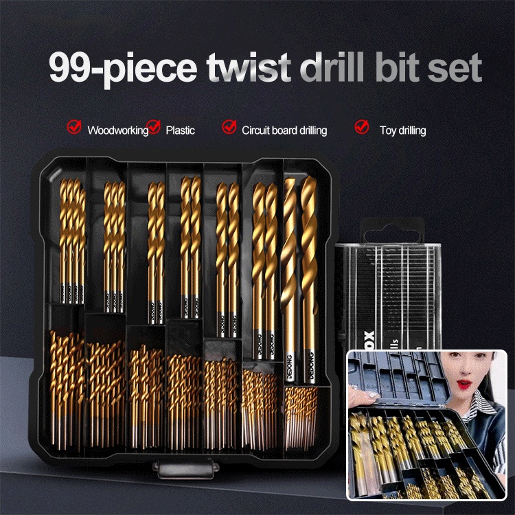 Tin Drill Bit Set, Hole Opener, Iron Box, Aluminum Twist, Tin Eyelet ...